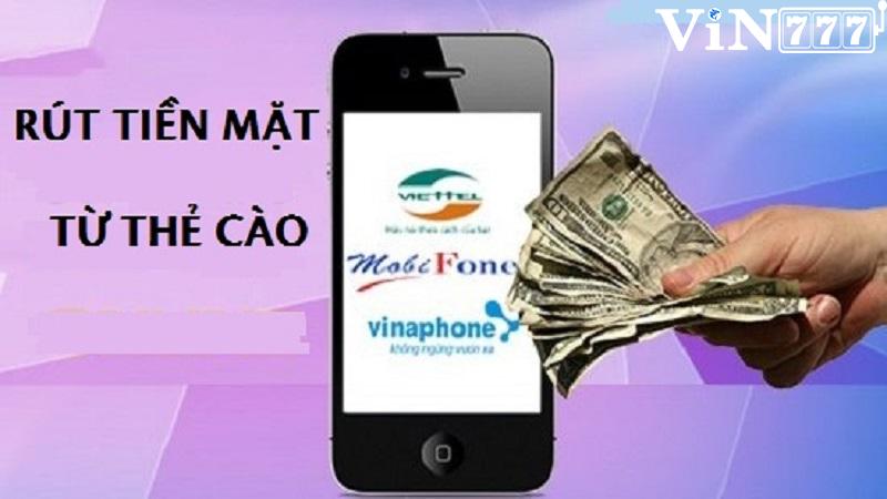 Rút tiền đổi ra các loại thẻ cào khác nhau