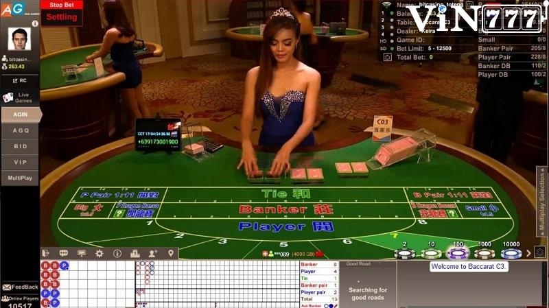 Giao diện bàn chơi bài tại AG Casino